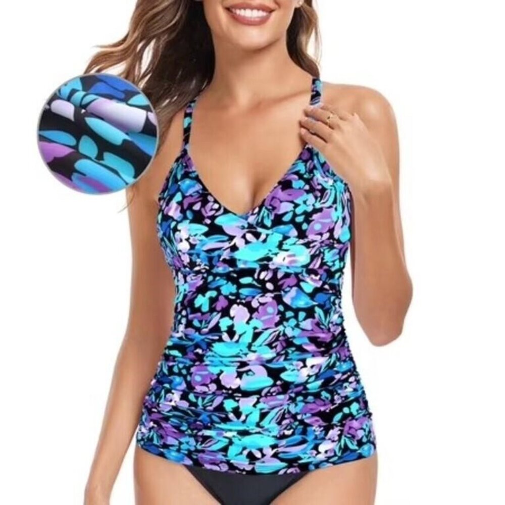 RELLECIGA Push Up Tankini Top Twist Large  NWT